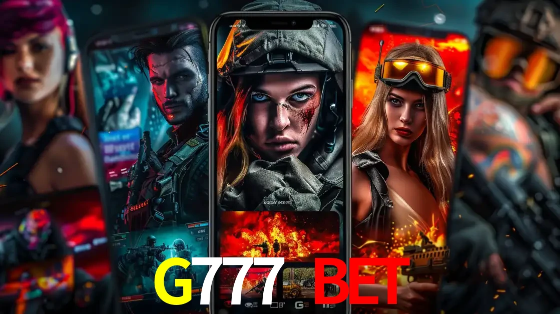Montagem de telas de celular mostrando diversos personagens, masculinos e femininos, de um jogo de tiro, ilustrando a diversidade de equipes de e-sports para apostar no G777 BET.