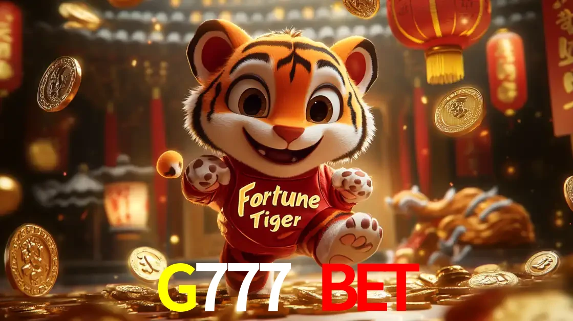 O alegre personagem do Fortune Tiger correndo sobre um caminho de moedas de ouro, simbolizando os grandes prêmios e a diversão do popular jogo de slot do G777 BET.